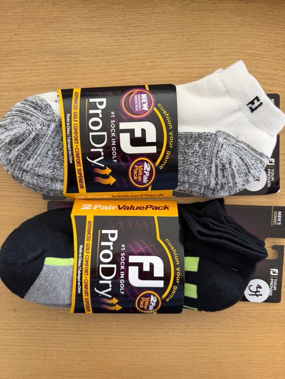 Footjoy Men’s ProDry Socks in Black and White 4 Pairs Size 7-12